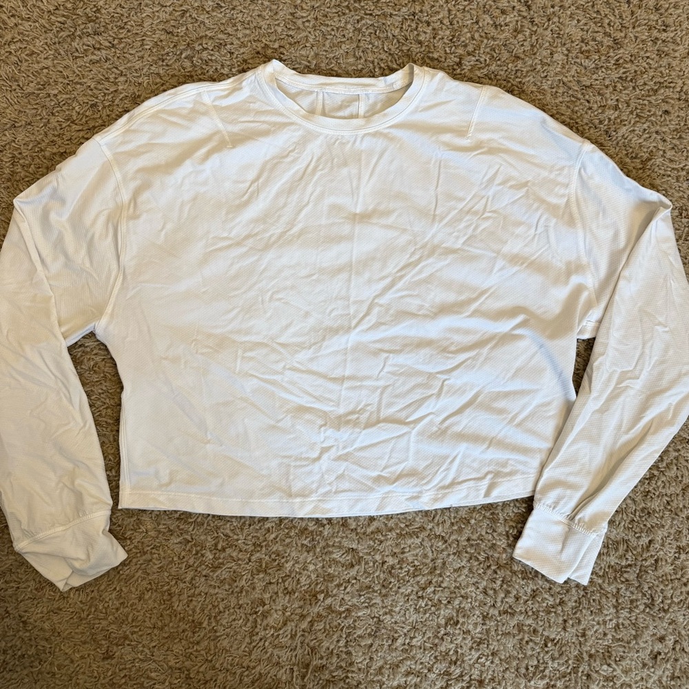 Women's White Cropped Long Sleeve Lululemon Top